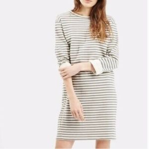 Topshop gray striped mid-length dress